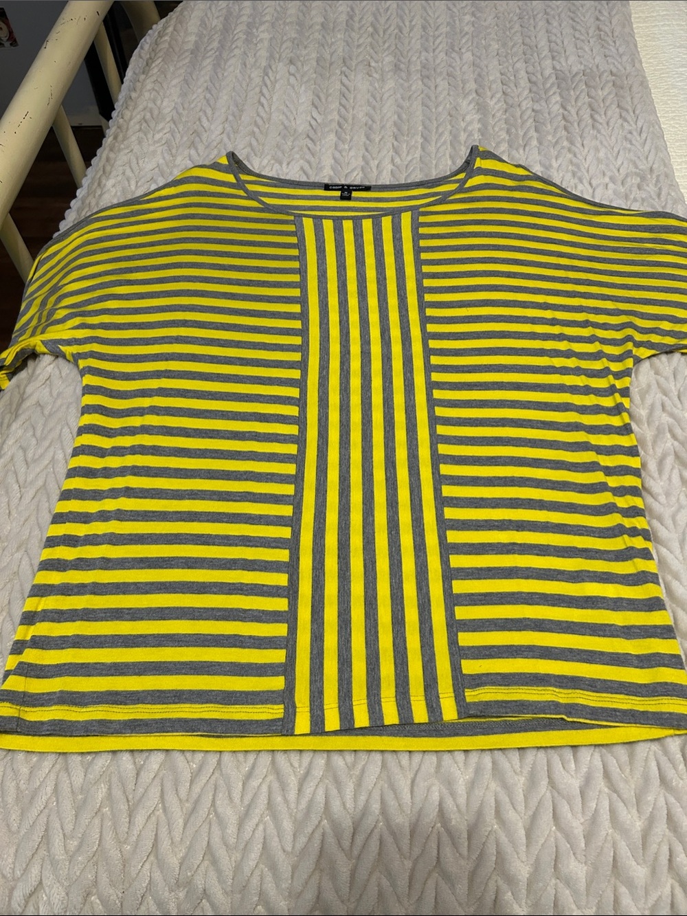 Cable & Gauge Yellow and Gray Striped Short Sleeve Tee